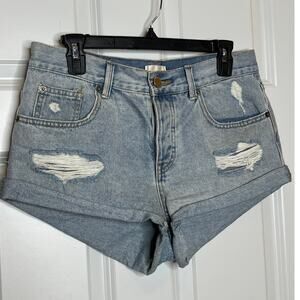 Amuse Society Cut Off‎ Distressed Button Fly Jean Shorts Size 27